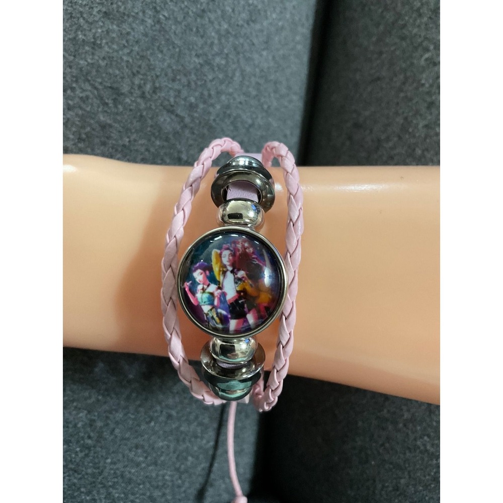 League of Legends KPop Pink Braided Charm Bracelet Glass Cabochon Gamer  #3